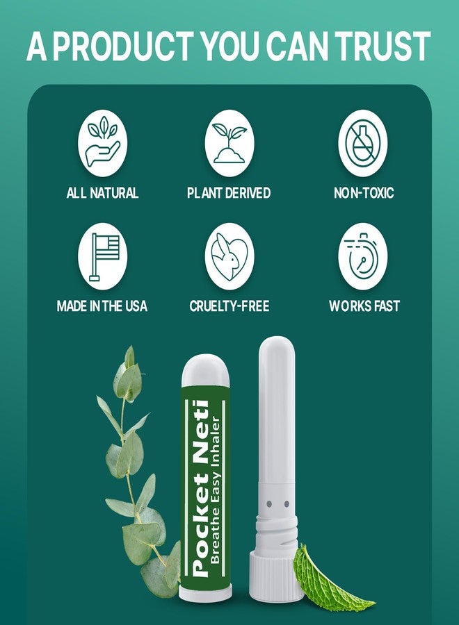 Basic Vigor Pocket Neti Breathe Easy Himalayan Salt Aromatherapy Sinus Inhaler 2 Pack with Essential Oils. Natural Nasal Stick/Nasal Inhaler with Eucalyptus. Made in The USA. - Image 4